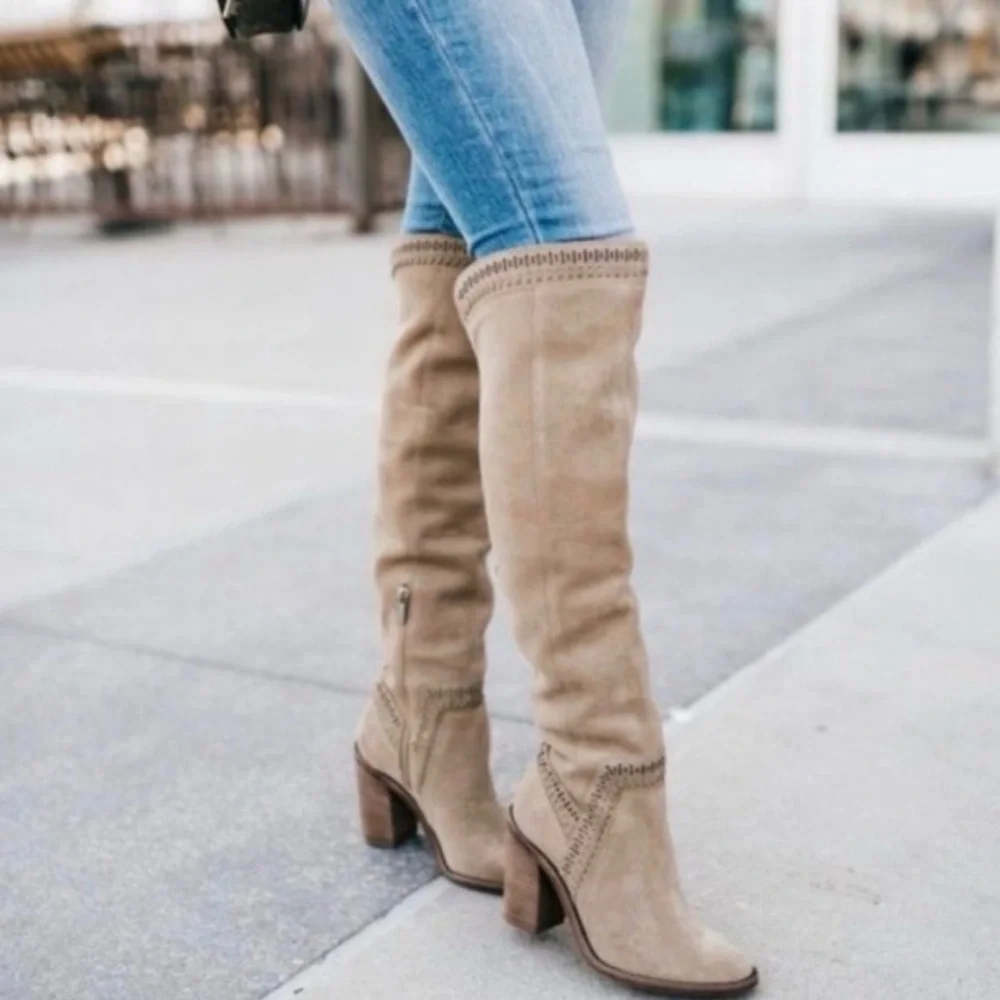 Vince Camuto Taupe Over the Knee Boots